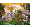 HAED Heaven And Earth Designs クロスステッチ刺繍 図案 輸入 上級者 Jan Patrik Krasny 滝とユニコーン Supersized Unicorn Valley Of The Waterfalls Max Color 全面刺し ハイレベル