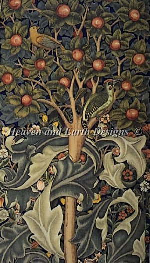 William Morris（ウィリアム・モリス） 名画 【Woodpecker Tapestry-Morris】 美術 絵画 芸術作品 HAED クロスステッチ刺しゅう 図案 Heaven And Earth Designs 輸入 チャート 1