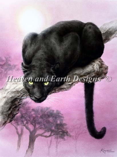 ししゅうクロスステッチ図案 HAED Heaven And Earth Designs 輸入 Kayomi Harai ブラック・パンサー Mini Black Panther 上級者 全面刺し