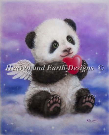Heaven And Earth Designs HAED クロスステッチ刺繍 図案 Kayomi Harai 子パンダとハート Panda Heart 輸入 上級者 全面刺し
