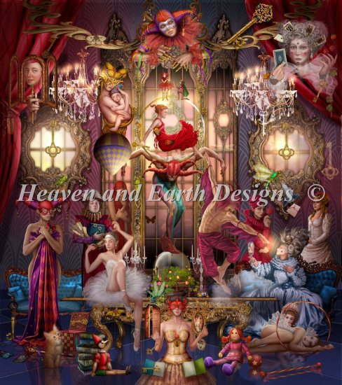 Ciro Marchetti クロスステッチ刺しゅうチャート HAED 図案 【Oracle Of Visions Party Max Colors RAS】 Heaven And Earth Designs 難しい 上級者 サーカス ピエロ