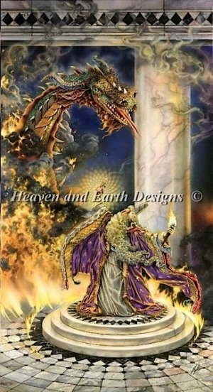 クロスステッチ刺繍図案 Heaven And Earth Designs 輸入 HAED 上級者 Myles Pinkney ドラゴンマスター Dragon Master 全面刺し