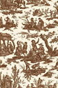 Sajou 綿生地 45x65cm はぎれ 【Coupon tissu Abreuvoir marron motif principal】 フランス T_SAJ_C_050_075_PER_12A 【予約】