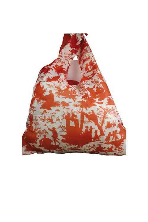 SAC POUR LES COURSES TOILE DE JOUY OMBRES ROUGES エコバッグ コンビニエコバッグ コンビニ バッグ 折りたたみ ミニ コンビニバッグ お買い物バッグ おしゃれ レジバッグ 弁当 コンパクト 弁当エコバッグ 母の日 サジュー・オリジナル フランス製 CONF_SHOPB_10