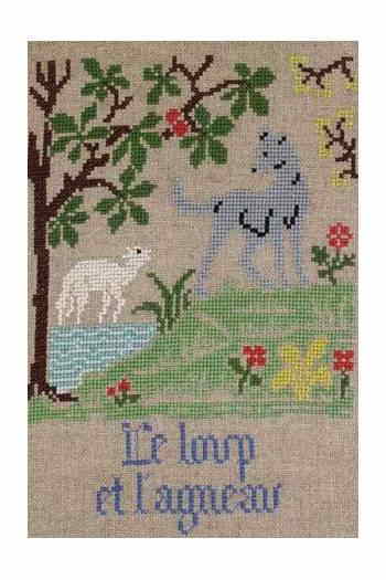 SAJOU（サジュー） クロスステッチ刺繍チャート 図案 【FABLE JEAN DE LA FONTAINE LE LOUP ET L'AGNEAU／オオカミと子羊】 ラ・フォン..