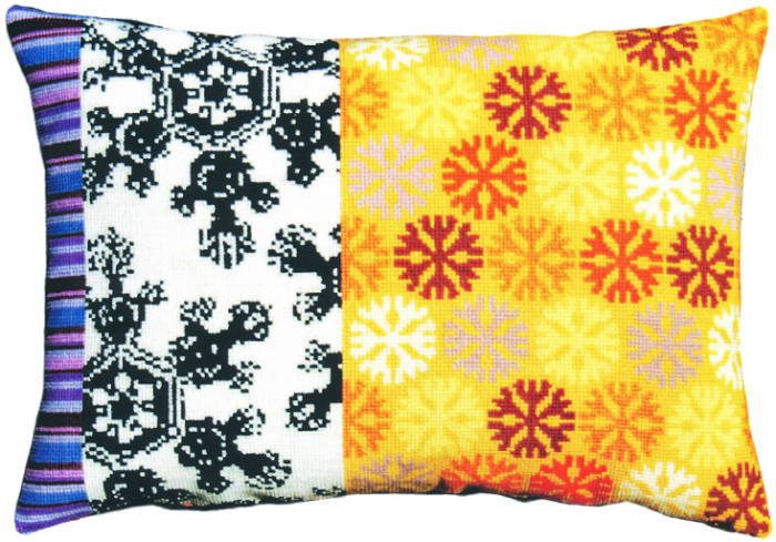 フレメ クロスステッチ キット 刺しゅう 【 氷の結晶のクッション / イエロー 】 Haandarbejdets Fremm..