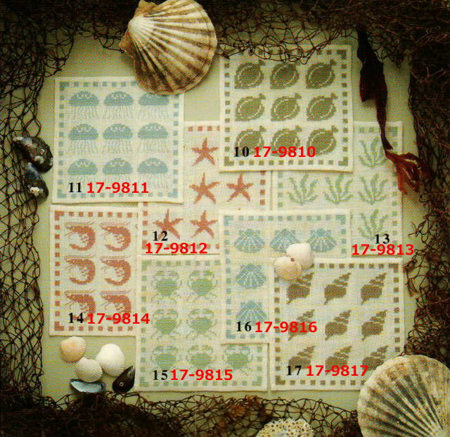 クロスステッチ キット 初心者 フレメ 【 ヨーロッパツノガレイ・クラゲ・ヒトデ・ワカメ・海老・蟹・ムール貝・巻き貝 】 Haandarbejdets Frem...