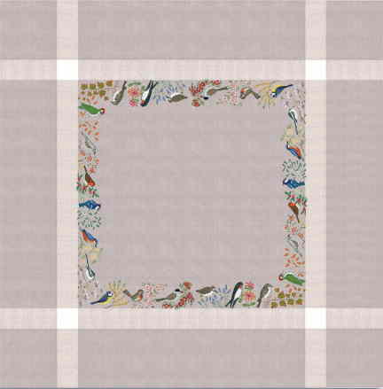 ルボヌールデダム Le Bonheur des Dames クロスステッチ 刺繍 キット 輸入 刺しゅう Nappe Oiseaux 野鳥のテーブルクロス フランス 海外 輸入 上級者 6042