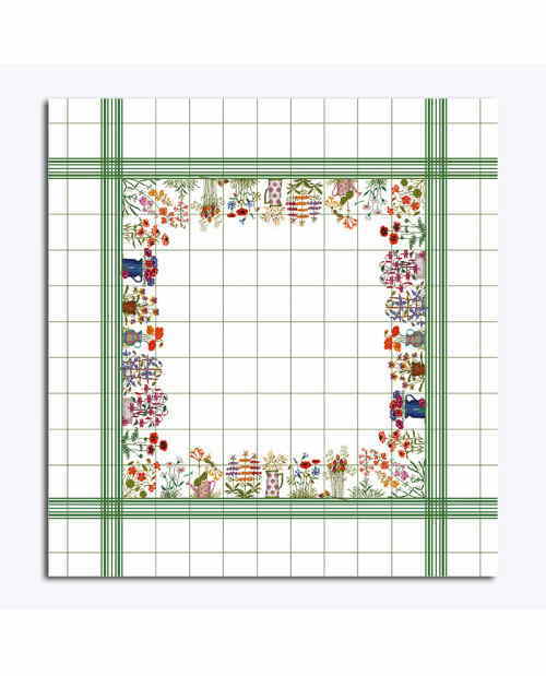 ルボヌールデダム Le Bonheur des Dames クロスステッチ 刺繍 キット 輸入 刺しゅう 【 鉢植えの花が描かれたテーブルクロス 】 フランス 海外 輸入 上級者 6232