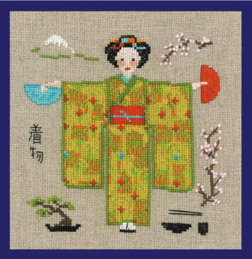 クロスステッチ刺繍キット 輸入 ル・ボヌール・デ・ダム Le Bonheur des Dames 刺しゅう Kimono vert 着物 フランス 初心者 2337