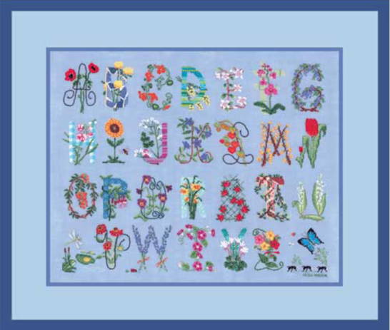 クロスステッチ プチポワン刺繍キット 輸入 ル・ボヌール・デ・ダム Le Bonheur des Dames 刺しゅう Alphabet flower Sampler アルファベットフラワーサンプラー フランス 上級者 1140