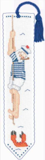 クロスステッチ刺繍キット 輸入 ル・ボヌール・デ・ダム Le Bonheur des Dames ブックマーク/海洋カニ Marque-page marin-c...