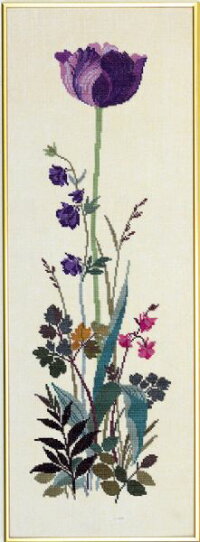 EVAROSENSTANDクロスステッチ刺繍キット紫のチューリップLillatulipanデンマーク北欧輸入上級者08-4178