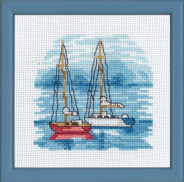 PERMIN 赤い帆船 Red sailing ship クロスステッチ 刺繍 キット デンマーク ペルミン 13-8118 