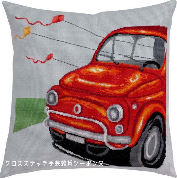 クロスステッチ刺繍キット ペルミン Fiat pude 車のクッション Permin of Copenhagen 北欧 デンマーク 83-6117 中級者 上級者 【DM便対応】