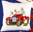 クロスステッチ刺繍キット ペルミン Bilpude Red car w,geese 赤い車とガチョウのクッション Permin of Copenhagen 北欧...