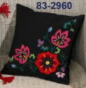 刺繍布 図案印刷済み 輸入 ペルミン Flowers on black 花のクッション Permin of Copenhagen 北欧 デンマーク 刺しゅう 上...