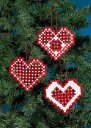 PERMIN 【ハーダンガー・ハートレッド】 Hardanger hearts red（3pck） 刺繍キット デンマーク 北欧 ペルミン 01-4617