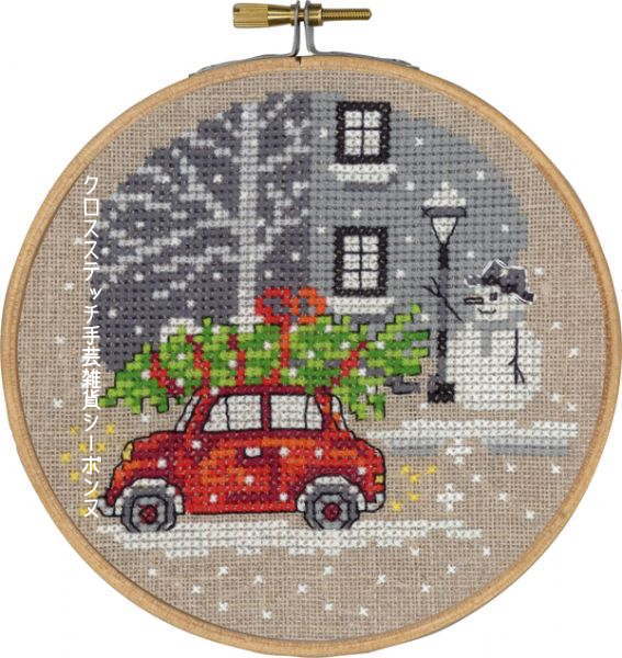 クロスステッチ刺繍キット ペルミン Red Fiat 赤い車 Permin of Copenhagen 北欧 デンマーク 中級者 上級者 13-8240