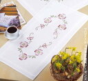クロスステッチ図案印刷済み刺しゅう布 輸入 ペルミン Rosa blomster 薔薇のテーブルランナー Permin of Copenhagen デンマーク ...