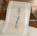 刺繍布 図案印刷済み 輸入 ペルミン Krokus ranke クロッカスの花輪のテーブルランナー Permin of Copenhagen デンマーク 北欧 ...