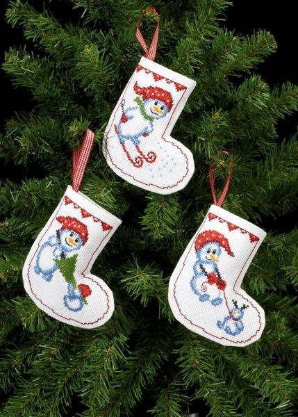 PERMIN スノーマン Snowmen (3pck) クロスステッチ 刺繍 キット デンマーク 北欧 刺しゅう ペルミン 21-7244 【DM便対応】