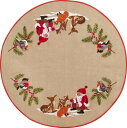 図案印刷済み輸入刺しゅう布 ペルミン Permin of Copenhagen サンタクロースと動物のクリスマスカーペット Julemand og dyr デン...