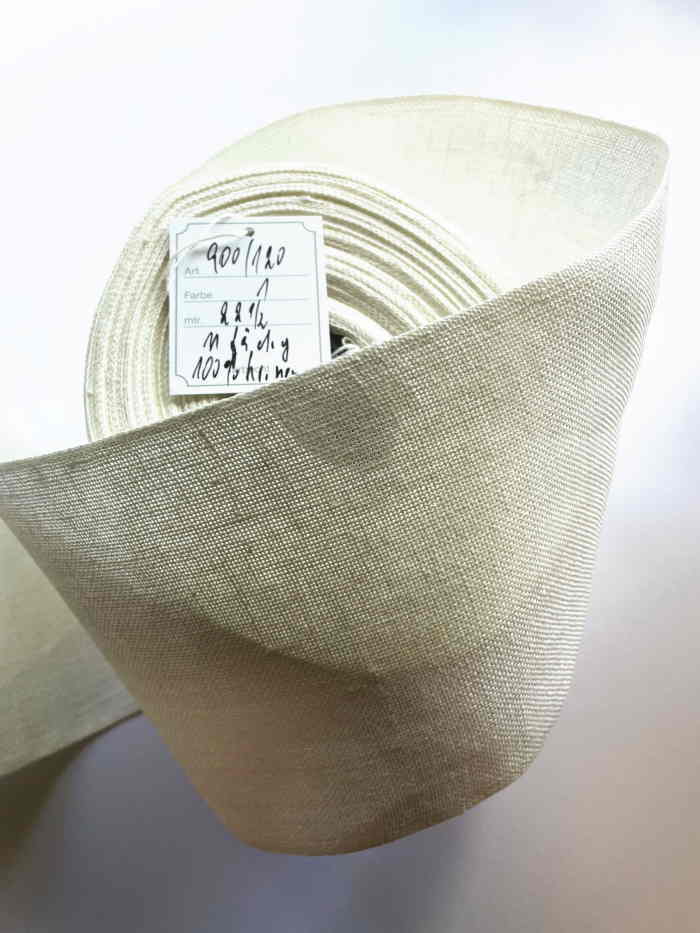 VH 12cm幅 ホワイト クロスステッチリボンテープ 1m リネン Vaupel Heilenbeck