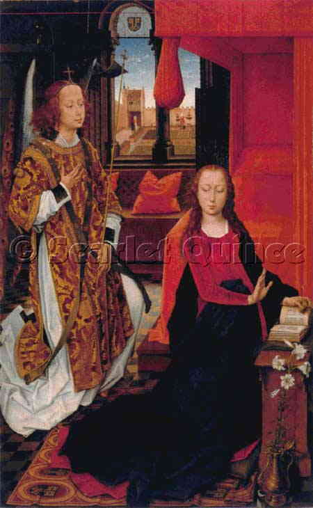 【The Annunciation(Follower of Rogier van der Weyden)-ロヒール・ファン・デル・ウェイデンの信者-】 名画 美術 芸術 絵画 芸術作品 クロスステッチ刺しゅうチャート 図案 Scarlet Quince 上級者 海外 輸入