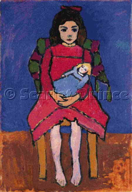 Gabriele Munter（ガブリエレ・ミュンター） 表現主義 女流芸術家 ミュンヘン新芸術家協会 名画 絵画 美術 芸術 絵画 芸術作品 クロスステッチ刺しゅうチャート 図案 【Girl with Doll】 Scarlet Quince 女の子 少女 人形 お人形 上級者 海外 輸入