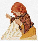 Jessie Willcox Smith（ジェシー・ウィルコックス・スミス） 絵画 美術 芸術 絵画 芸術作品 クロスステッチ刺しゅうチャート 図案 【N is for Needle】 Scarlet Quince 女の子 少女 手芸 お裁縫 裁縫 上級者 海外 輸入