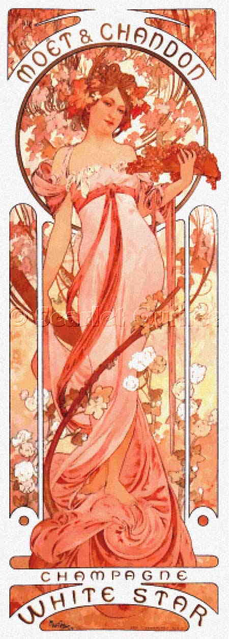 Alphonse Mucha（アルフォンス・ミュシャ） アール・ヌーヴォー 画家 美術 芸術 絵画 芸術作品 クロスステッチ刺しゅうチャート 図案  Scarlet Quince 上級者 海外 輸入