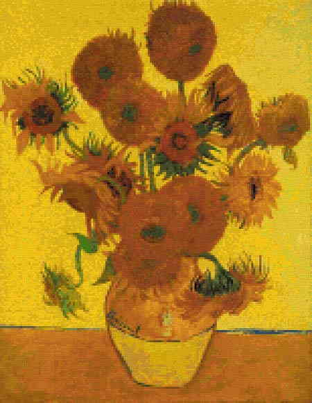 Vincent Van Gogh（フィンセント ファン ゴッホ） 名画 巨匠 ポスト印象派 画家 美術 芸術 絵画 芸術作品 クロスステッチ刺繍チャート 図案 【Bouquet of Sunflowers-ひまわり-】 Scarlet Quince 静物画 花 フラワー 上級者 海外 輸入
