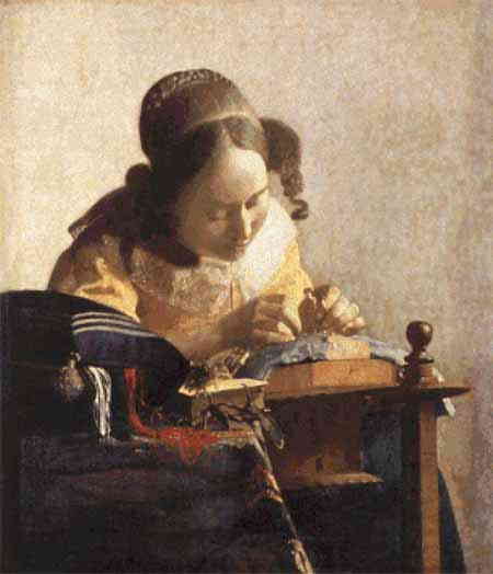 Johannes Vermeer（ヨハネス・フェルメール） ルーヴル美術館 バロック期 巨匠 名画 画家 美術 芸術 絵画 芸術作品 クロスステッチ刺繍チャート 図案 【The Lacemaker-レースを編む女-】 Scarlet Quince 上級者 海外 輸入のサムネイル