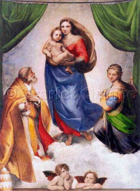 Raphael（ラファエロ・サンティ） 巨匠 名画 画家 美術 芸術 絵画 芸術作品 クロスステッチ刺繍チャート 図案 【The Sistine Madonna - システィーナの聖母 / サン・シストの聖母 - 】 Scarlet Quince 上級者 海外 輸入のサムネイル