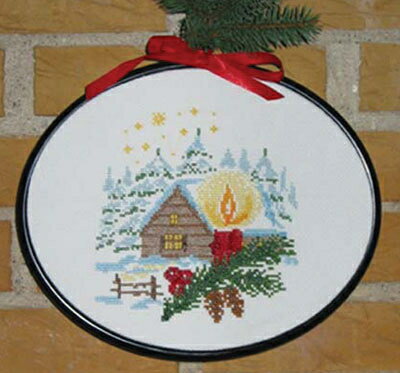 Embroidery - クリスマス クロスステッチ 刺しゅう キット OOE オーレンシュレーガー O. Oehlenschlägers Eftf. 【 クリスマスの小屋とキャンドル 】 ししゅうキット デンマーク 北欧 輸入 初心者 中級者 Oehlenschlager 20318