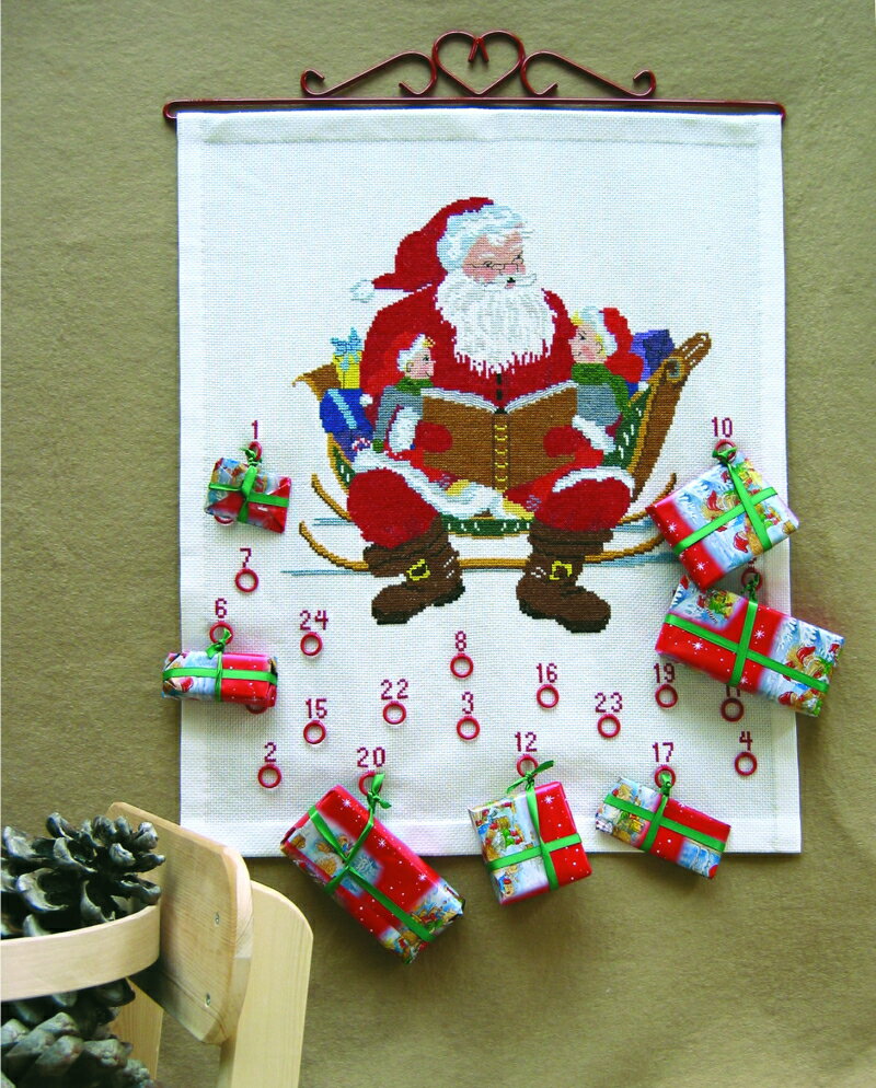 Embroidery - クロスステッチ 刺しゅう キット OOE オーレンシュレーガー O. Oehlenschlägers Eftf. 【 ソリに乗るサンタクロース / クリスマスアドベントカレンダー 】 ししゅうキット デンマーク 北欧 海外 輸入 Oehlenschlager 上級者 30214