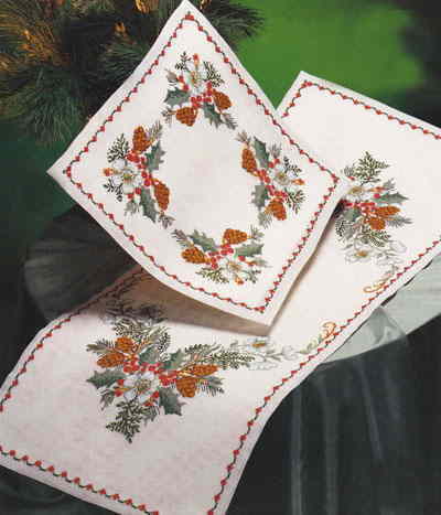 Embroidery - OOE クロスステッチ 刺しゅう キット オーレンシュレーガー O. Oehlenschlägers Eftf. 【 松ぼっくりのナプキン 】 ししゅうキット デンマーク 北欧 輸入 上級者 Oehlenschlager 43323