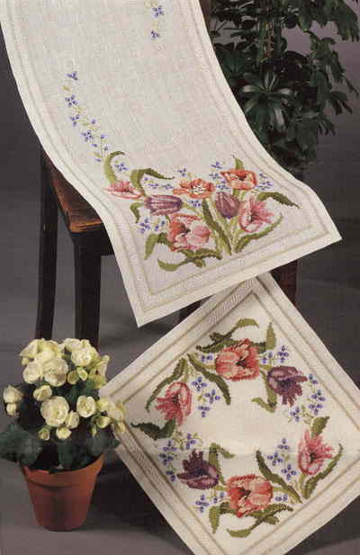 Embroidery - OOE クロスステッチ 刺しゅう キット オーレンシュレーガー O. Oehlenschlägers Eftf. 【 チューリップのドイリー 】 ししゅうキット デンマーク 北欧 輸入 上級者 Oehlenschlager 44105