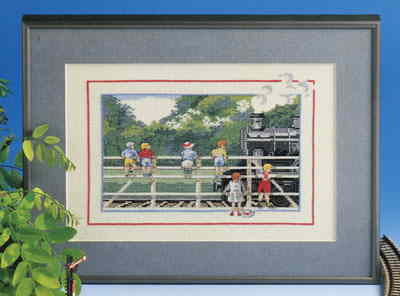 OOE クロスステッチ 刺しゅう キット オーレンシュレーガー O. Oehlenschlägers Eftf. 【 機関車を覗く子どもたち 】 ししゅうキット デンマーク 北欧 輸入 上級者 風景 Oehlenschlager 44146 44147