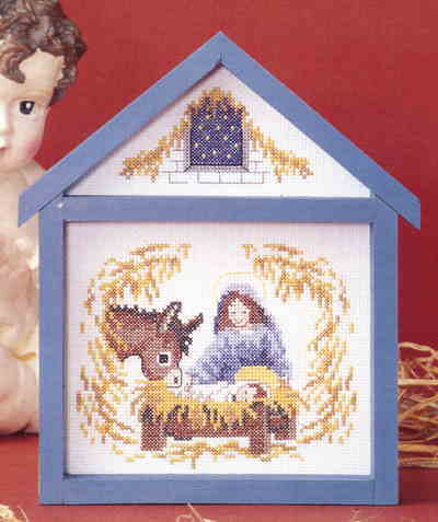 OOE クリスマス クロスステッチ 刺しゅう キット オーレンシュレーガー O. Oehlenschlägers Eftf. 【 幼子 / イエスキリスト（ 三角屋根の額付き ） 】 ししゅうキット デンマーク 北欧 輸入 初心者 中級者 Oehlenschlager 76135