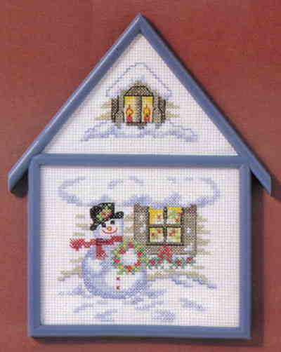 OOE クリスマス クロスステッチ 刺しゅう キット オーレンシュレーガー O. Oehlenschlägers Eftf. 【 スノーマン（ 三角屋根の額付き ） 】 ししゅうキット デンマーク 北欧 輸入 初心者 中級者 Oehlenschlager 76116