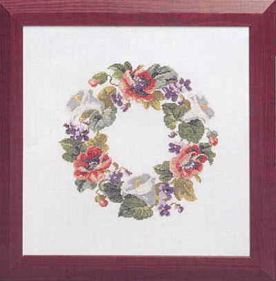 Embroidery - クロスステッチ 刺しゅう キット OOE オーレンシュレーガー O. Oehlenschlägers Eftf. 【 アネモネの花輪 】 ししゅうキット デンマーク 北欧 輸入 上級者 Oehlenschlager 84216 84217