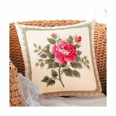 Olympus オリムパス 6046 ししゅうキット クッション スカーレットローズ ｜洋裁 yousai ソーイング sewing 手芸 裁縫 ホリウチ