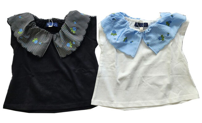 【SALE30%】【Little s.t. by s.t. closet /リトルエスティークローゼット/2025’SS】ギンガム刺繡衿Tシャツ (90-100cm)