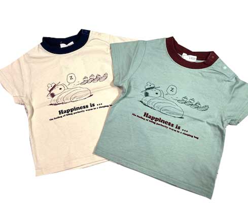 【SALE】【PEANUTS】SNOOPY Happiness is プリントTシャツ 90-130cm/ミント アイボリー 