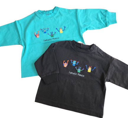 【SALE】【 OCEAN&GROUND 】ファンタスティックモンスター刺繍ワイドロンT(80-120cm)(オーシャンアンドグラウンド) 【SALE】【 OCEAN&GROUND 】ファンタスティックモンスター刺繍ワイドロンT(80-120cm)(オーシャンアンドグラウンド)