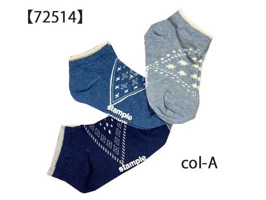 【SALE 除外】バンダナ アンクルソックス 3P(M-LL/col-A)