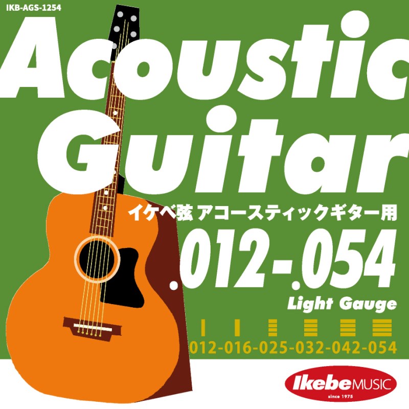 あす楽 Ikebe Original Acoustic Guitar Strings イケベ弦 アコースティックギター用 012-054 [Light Gauge/IKB-AGS-1254] 弦 アコギ弦 (楽器アクセサリ)