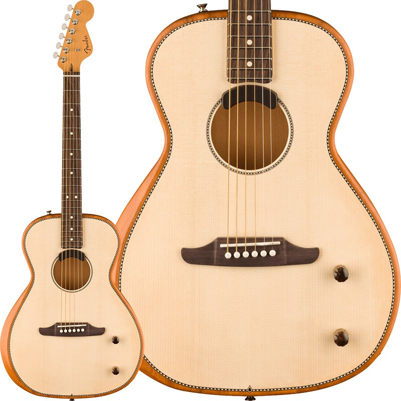 関連商品Fender Acoustics/Others Acoustic 商品一覧＞＞Fender Acoustics/新品 商品一覧＞＞アコースティック・エレアコギター【90，000円〜170，000円】 商品一覧＞＞エレアコギター/Fender Acoustics 商品一覧＞＞Fender Acoustics HIGHWAY SERIES PARLOR Natural エレアコギター (アコースティック・エレアコギター)商品説明Fenderの新感覚エレアコギター！伝統的なアコースティックギターの技術と絶え間ない革新が交差するHighway Series(TM)は、プレイヤーのパフォーマンスを新しい次元へと導きます。薄型で人間工学に基づいたフォルム、画期的なFishman(R) Fluence(R) Acousticピックアップシステムとブレーシング構造を融合させたHighway Seriesギターは、2倍のサイズのアコースティックギターのフィーリングとアンプラグドな響きを持ち合わせ、さらに膝の上で弾く快適さを加え、ユニークな音響体験が得られます。ソリッドシトカスプルースまたはマホガニートップを、フルチェンバー加工のマホガニーボディにはめ込んだHighwayシリーズギターは、テーパー加工されたフローティングXブレーシングや独創的なシンラインデザインなど独自の内部構造で設計されており、驚くべきレゾナンスとダイナミクスで有機的なトーンを生み出します。Fishman Fluence Acousticピックアップシステムは、エレガントなカーブを描くマグネティックFluence(R) Core(TM)ピックアップを革新的なオールアナログテクノロジーと組み合わせ、音のリアルさ、透明感、ハウリングに対する耐性を備えたピュアで真に音楽的なトーンをアンプから提供します。Fender Highwayシリーズは、アコースティック体験の再創造を目指し、プレイヤーに未知の創造性へと誘います。・2.25インチ厚の人間工学に基づいたコンターボディ・ソリッドシトカスプルースまたはマホガニートップ、フルチェンバードシンラインマホガニーボディ・インディアンローズウッド指板のボルトオンマホガニーネック・独自のFishman Fluence Acousticアナログエレクトロニクを搭載・革新的なボディデザインとブレーシング構造・デラックスギグバッグ付属商品詳細Body Shape: ParlorBody Top:Solid Sitka SpruceBody Side & Back: Chambered MahoganyNeck Material: MahoganyNeck Shape: C ShapeScale Length: 24.75 (629 mm)Fingerboard Radius: 12 (305 mm)Number of Frets: 20String Nut: Graph Tech TUSQNut Width: 1.6875 (42.86 mm)Controls: Volume， ContourPickup: Fishman(R) Fluence(R) Acoustic Pickupギグバッグ付属イケベカテゴリ_アコースティック・エレアコギター_エレアコギター_Fender Acoustics_Others Acoustic_新品 SW_Fender Acoustics_新品 JAN:0717669538781 登録日:2023/09/30 エレアコ フェンダー ふぇんだー